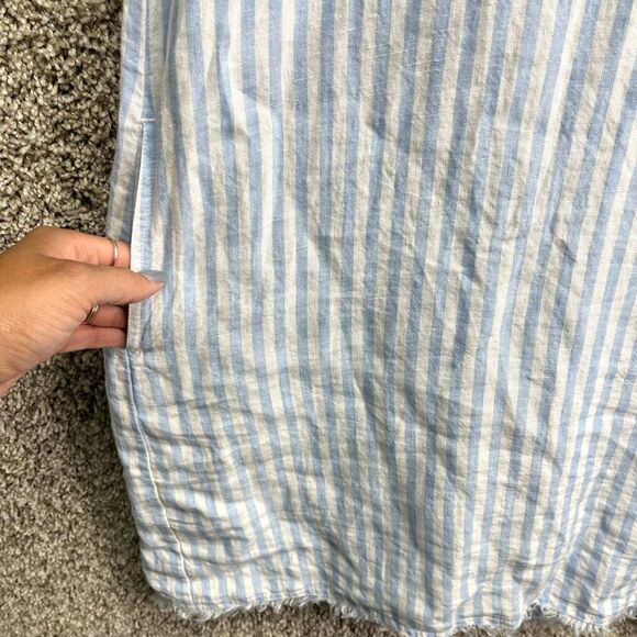 Tommy Bahama Dress Women’s S Cabana 100% Linen Blue Striped V-Neck Sleeveless Sh - Picture 3 of 7